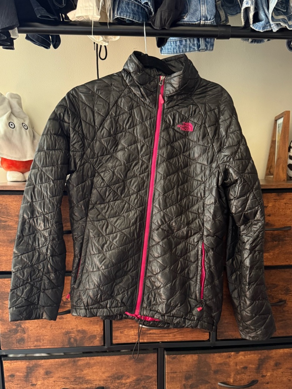 The North Face Black Jacket with Pink Trim